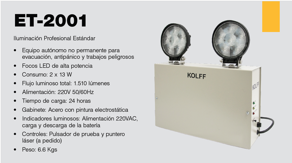 ET-2001 — Iluminación de Emergencia Industrial de Alta Potencia